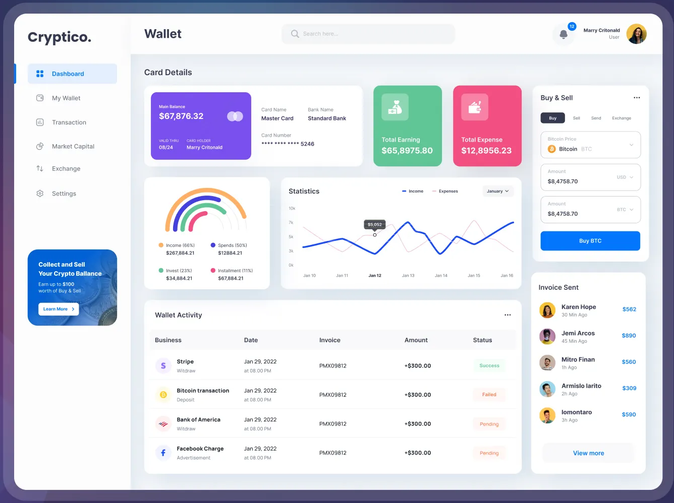 Crypto Platform Dashboard